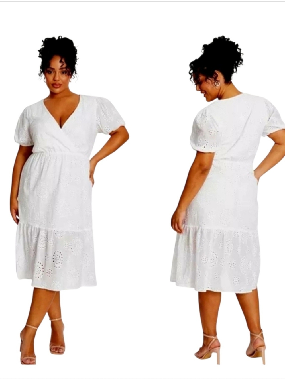 Quiz Women's Broderie Wrap Tiered White Midi Dress Boho Summer Sz 22